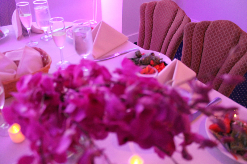 Table Setting with Purple Orchids