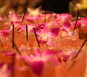 Cocktails aboard Atlantis, Pink Cocktails with Flowers.  