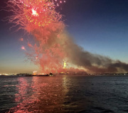 Fireworks in NYC Atlantis Statue of Liberty