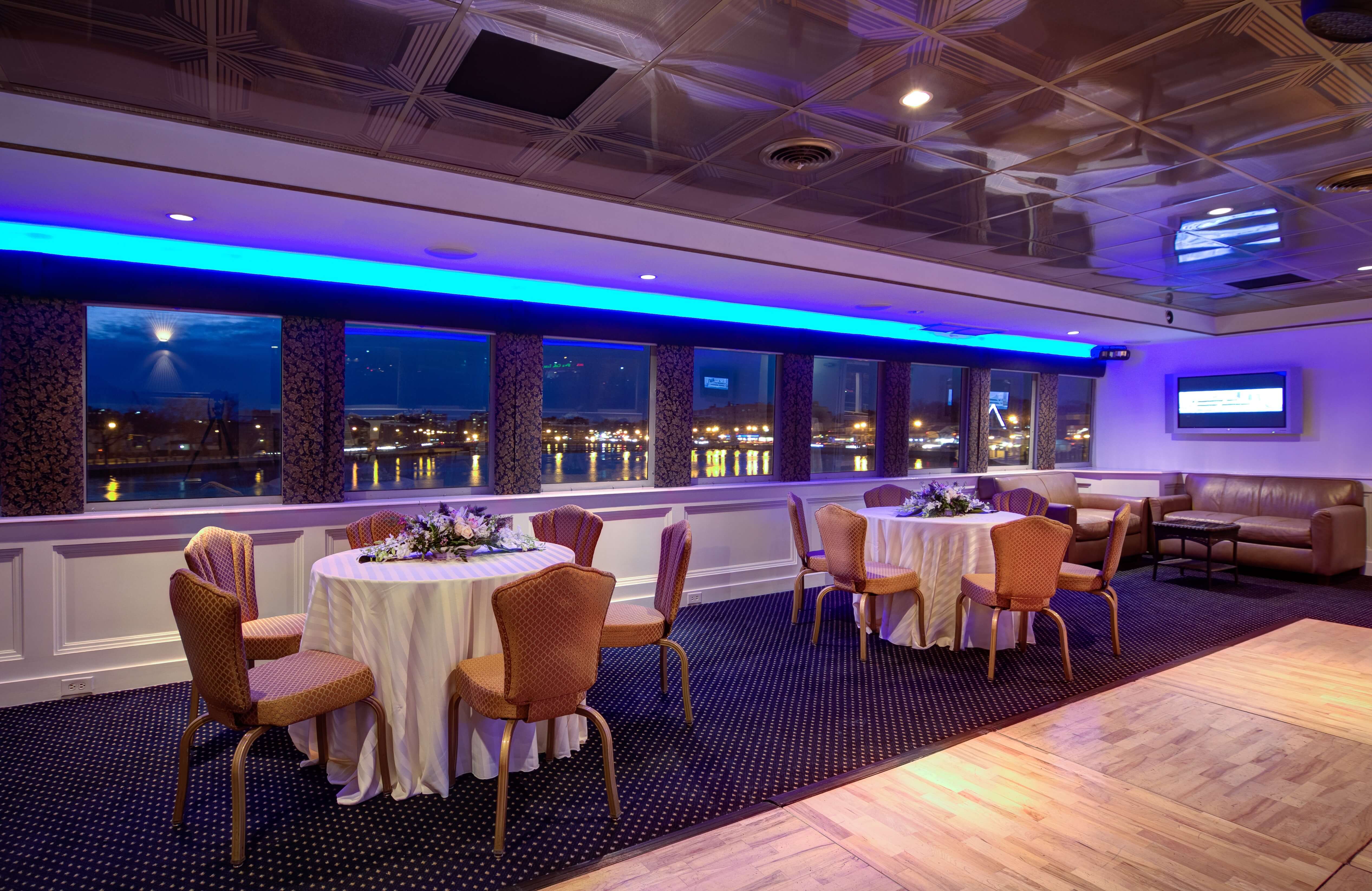 Dining tables on a cruise ship
